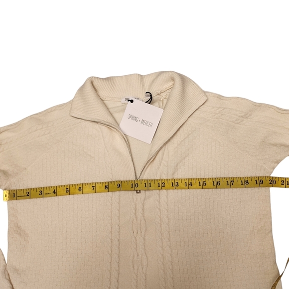 Spring + Mercer Men's Quarter Zip Cream Sweater S - Picture 8 of 11